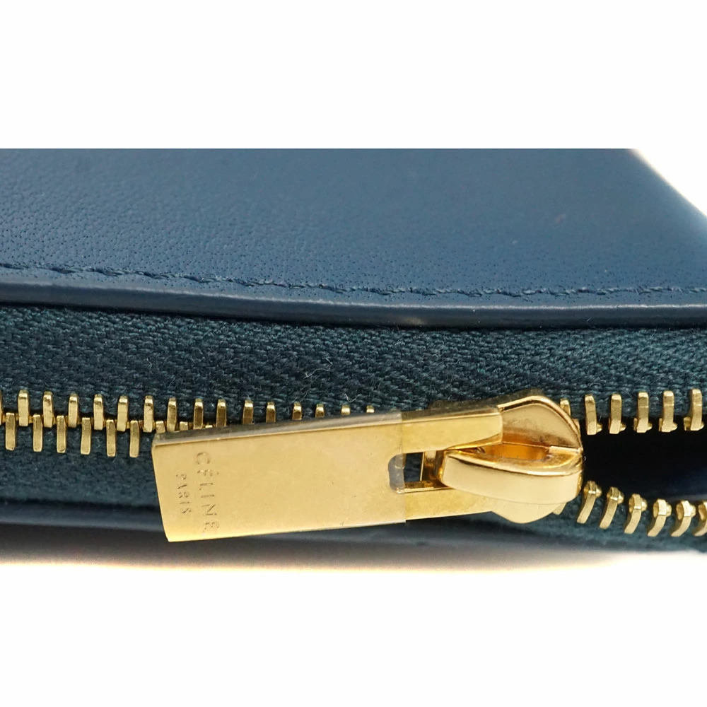 Celine Bicolor Clutch Bag Shoulder Leather Blue Black - Picture 6 of 11